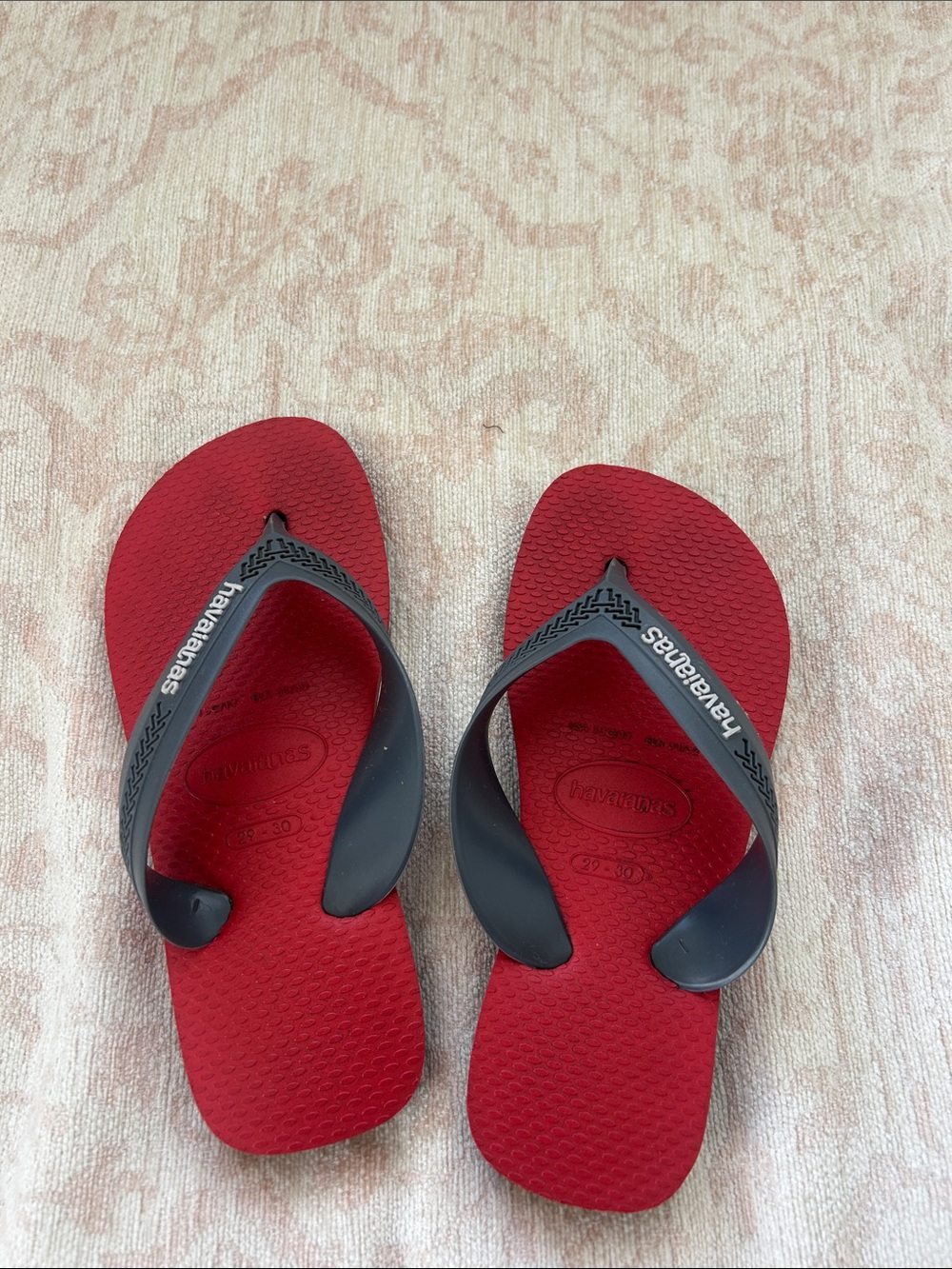 Havaianas Red Flip Flops with Black Straps
